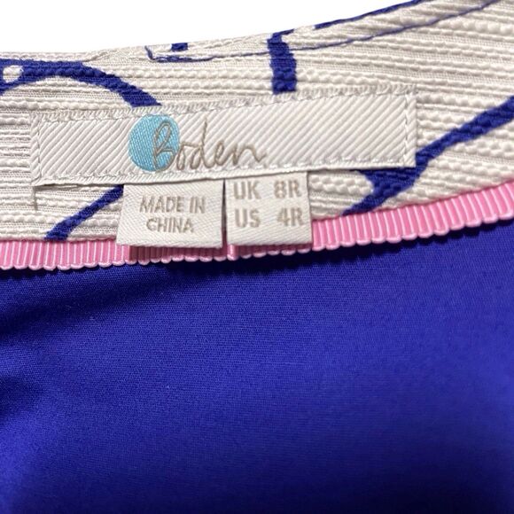 BODEN Sierra Textured Floral Polka Dot Dress Size 4 Blue White Short Sleeve EUC - Picture 5 of 16